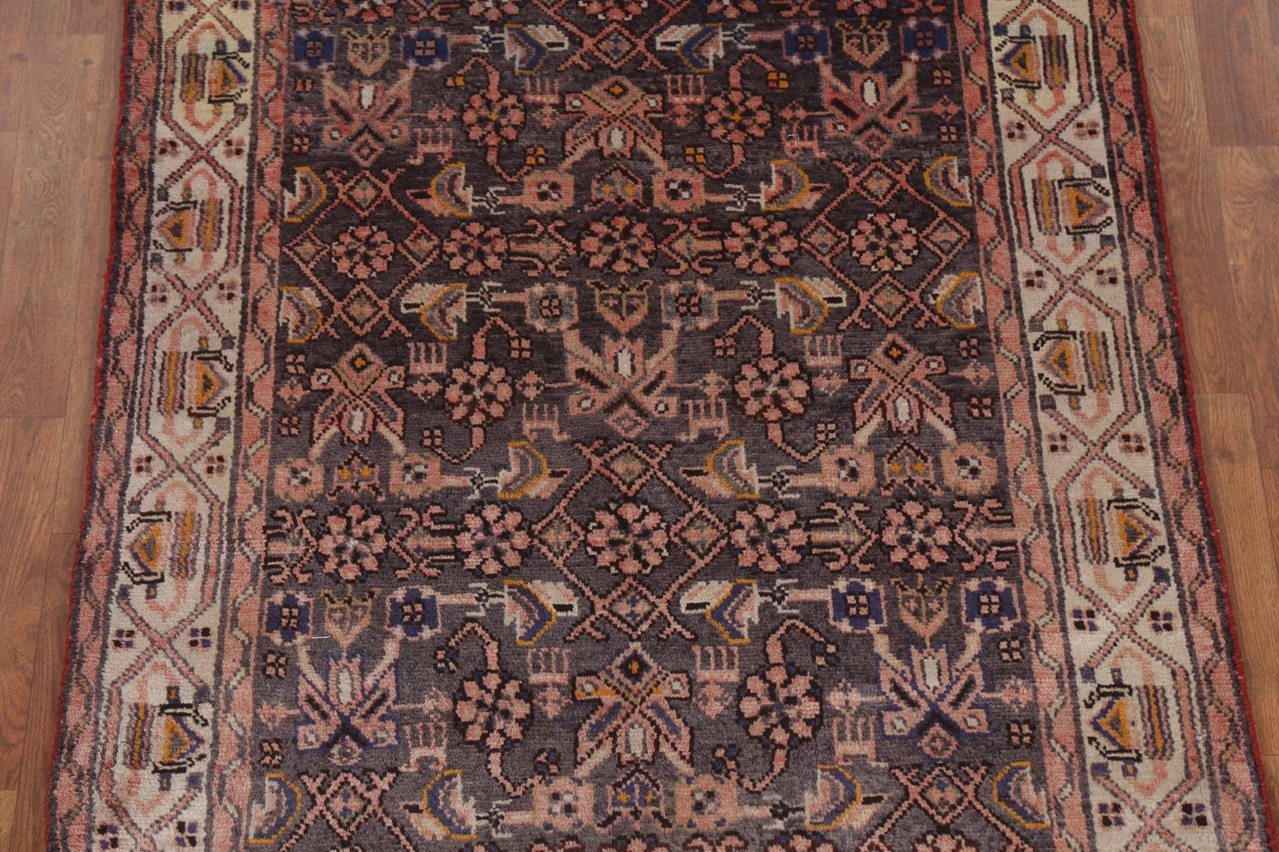 Vintage Geometric Mahal Persian Runner Rug 4x14