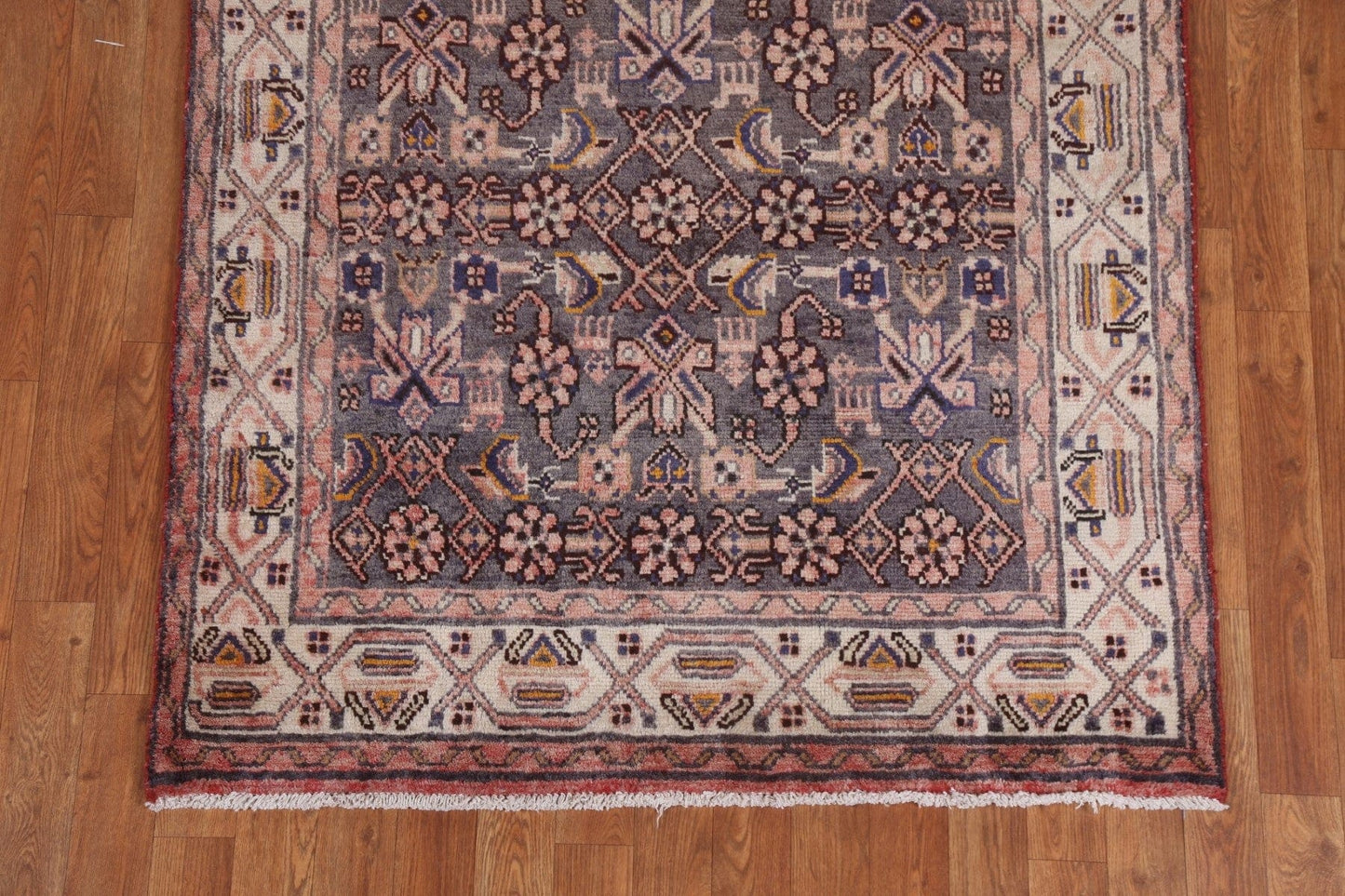 Vintage Geometric Mahal Persian Runner Rug 4x14