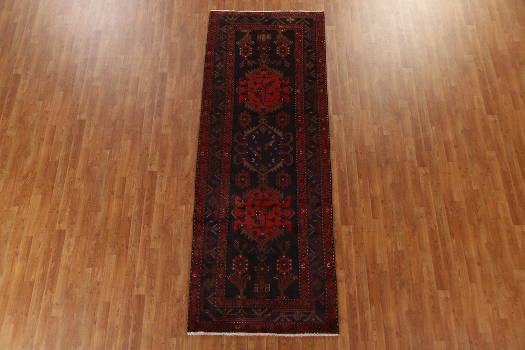 Vintage Wool Zanjan Persian Runner Rug 4x10