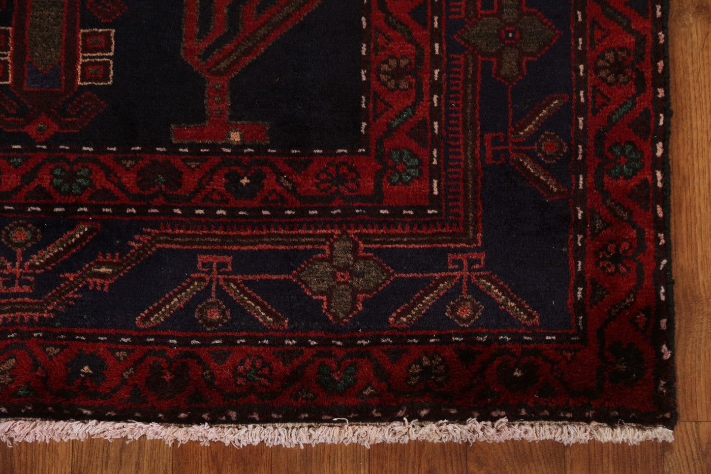 Vintage Wool Zanjan Persian Runner Rug 4x10