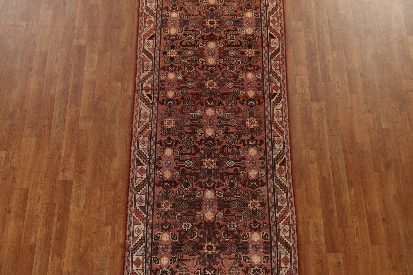 Hand-Knotted Wool Hamedan Persian Runner Rug 3x10