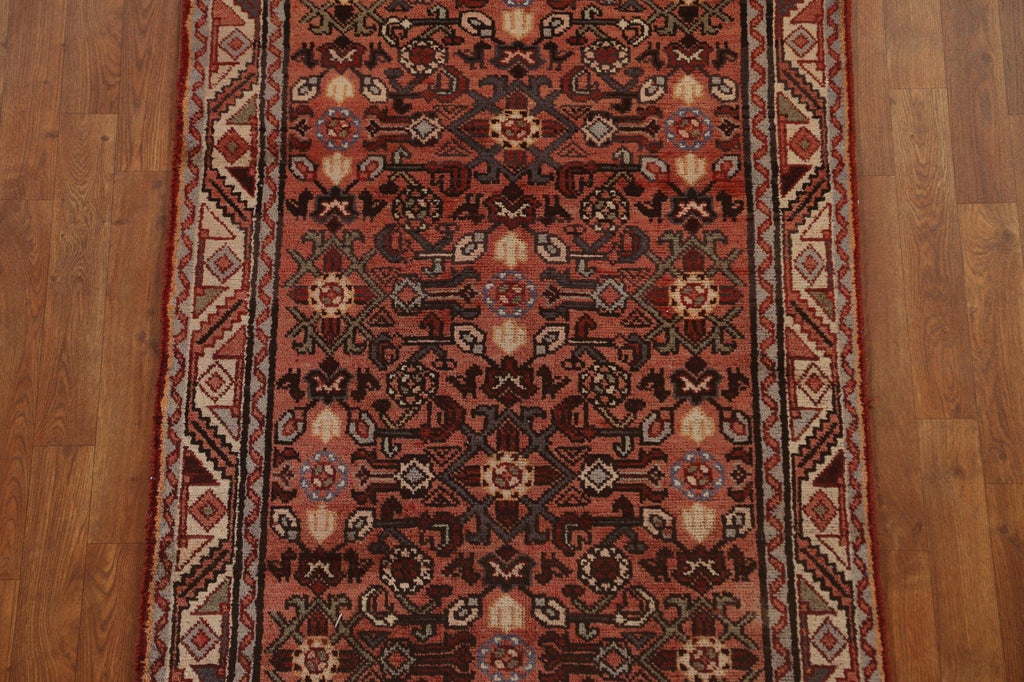 Hand-Knotted Wool Hamedan Persian Runner Rug 3x10