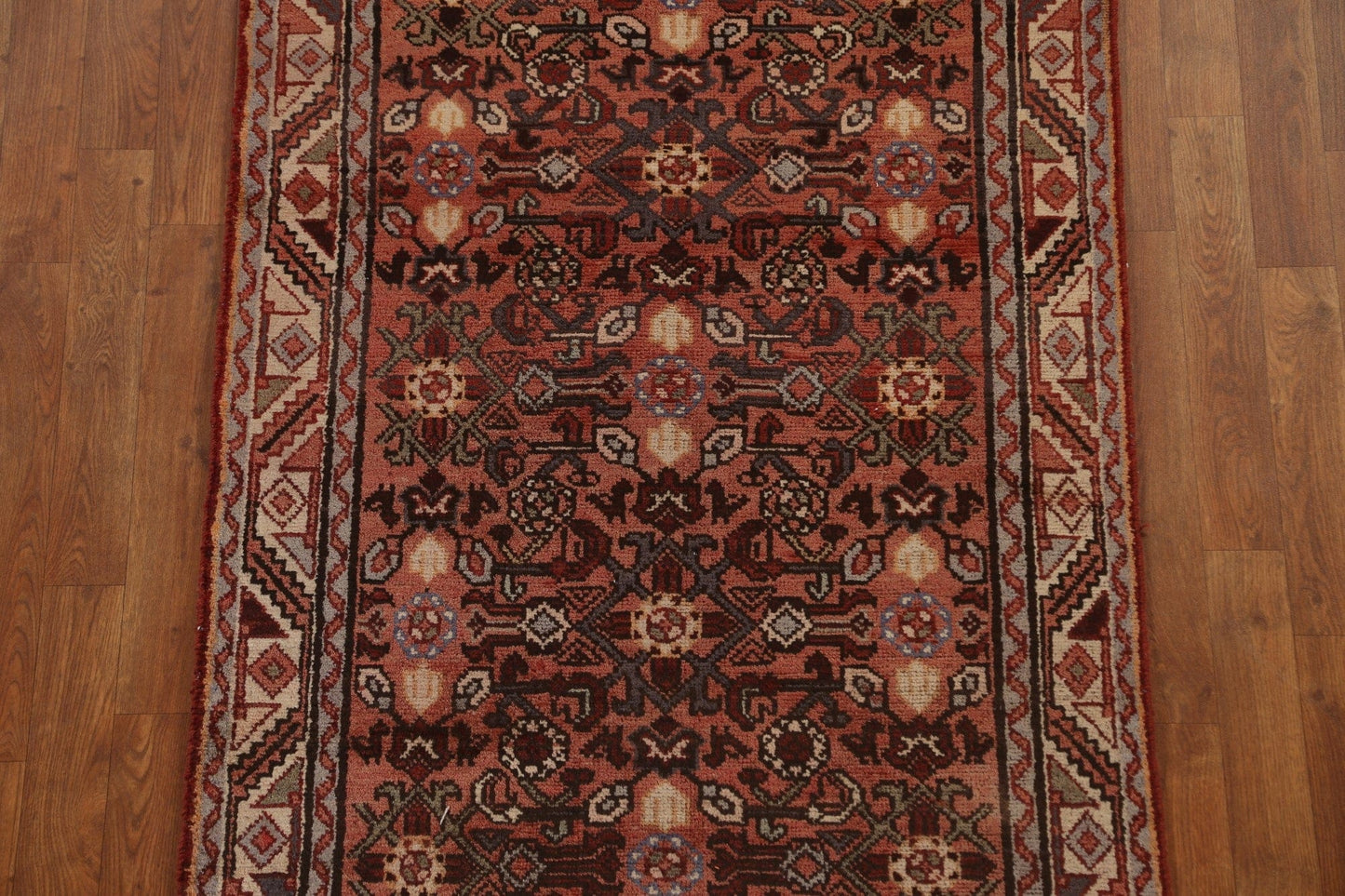 Hand-Knotted Wool Hamedan Persian Runner Rug 3x10