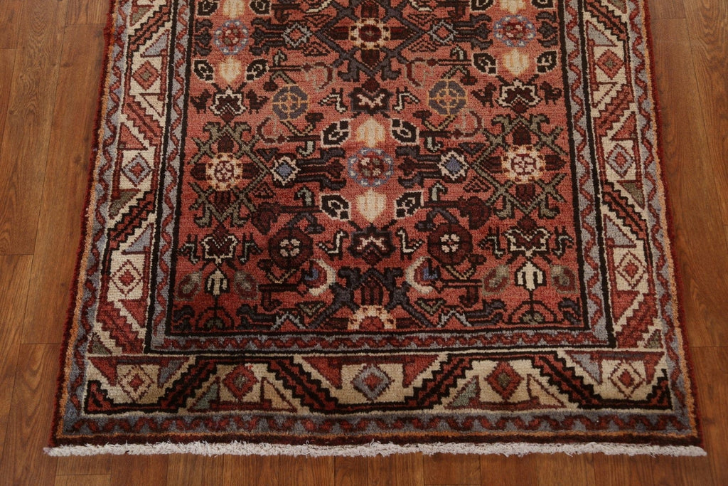 Hand-Knotted Wool Hamedan Persian Runner Rug 3x10