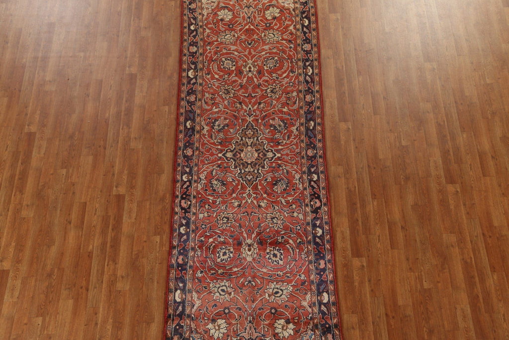 Vintage Floral Sarouk Persian Runner Rug 3x11