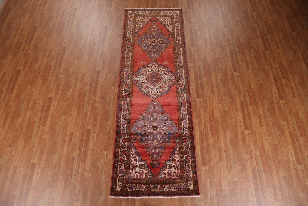 Vintage Geometric Mahal Persian Runner Rug 4x11