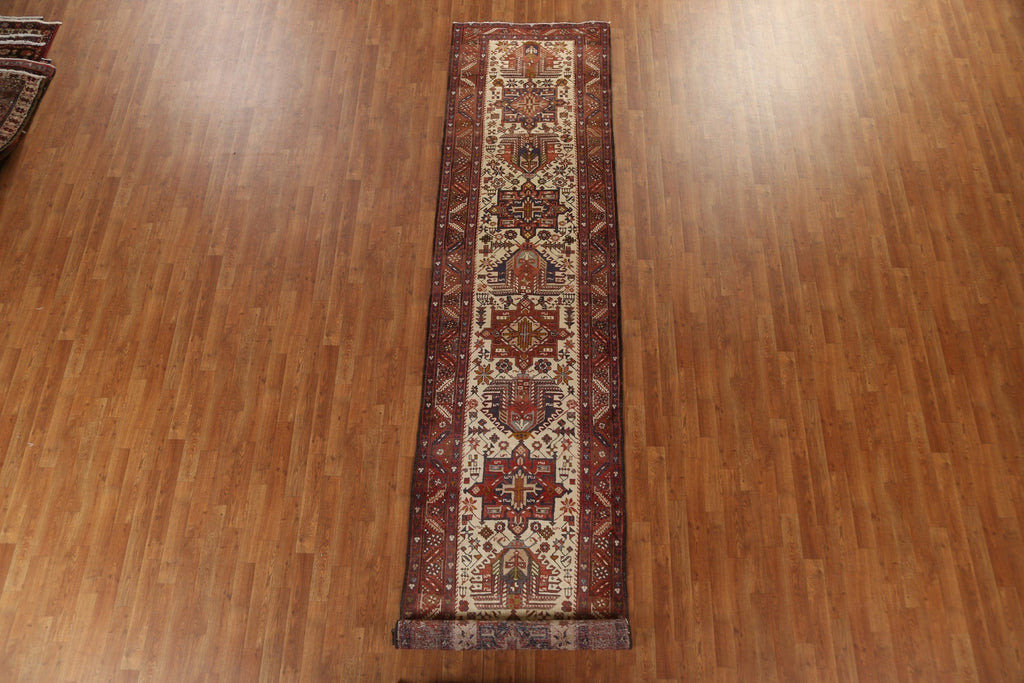 Vegetable Dye Tribal Heriz Persian Runner Rug 3x14