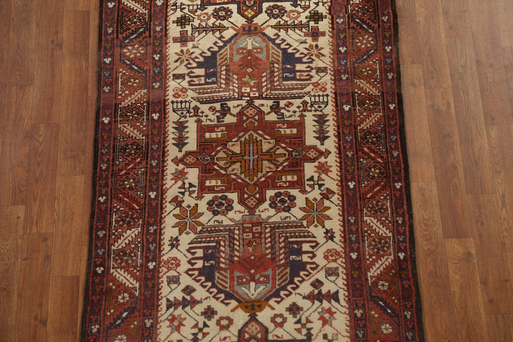 Vegetable Dye Tribal Heriz Persian Runner Rug 3x14