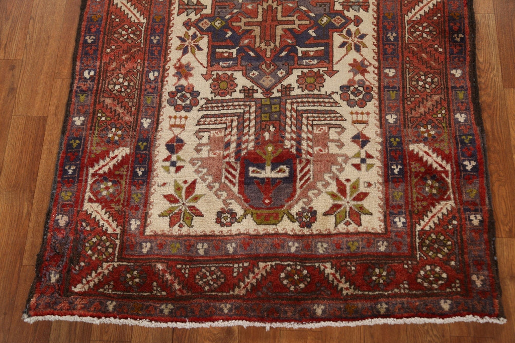 Vegetable Dye Tribal Heriz Persian Runner Rug 3x14