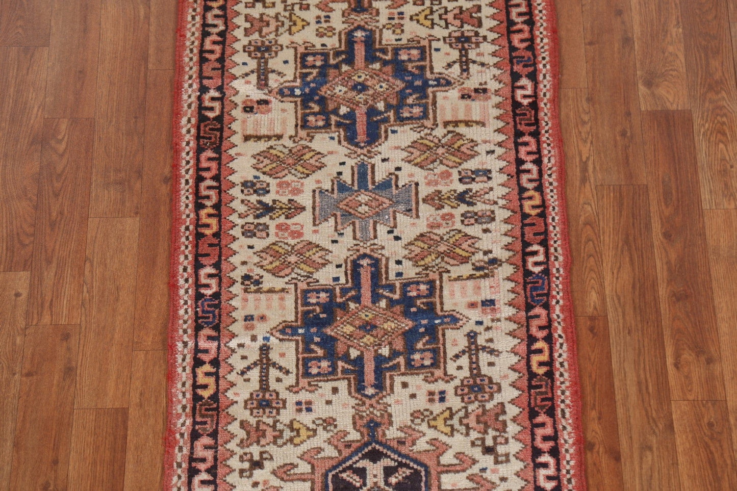 Vegetable Dye Vintage Gharajeh Persian Runner Rug 2x10