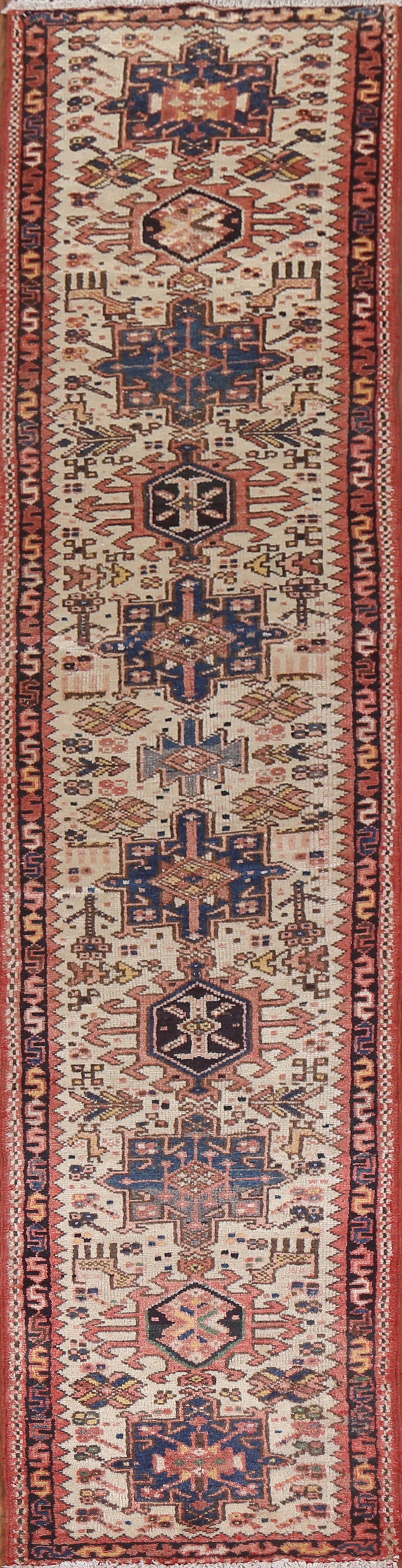 Vegetable Dye Vintage Gharajeh Persian Runner Rug 2x10