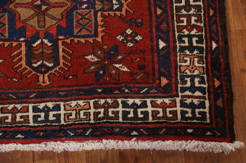 Vintage Red Wool Heriz Persian Runner Rug 3x11