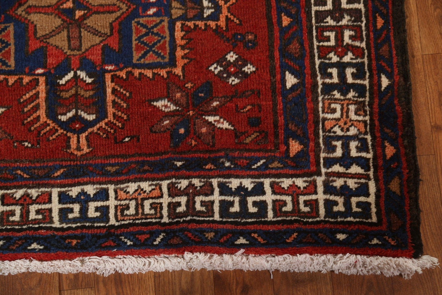 Vintage Red Wool Heriz Persian Runner Rug 3x11