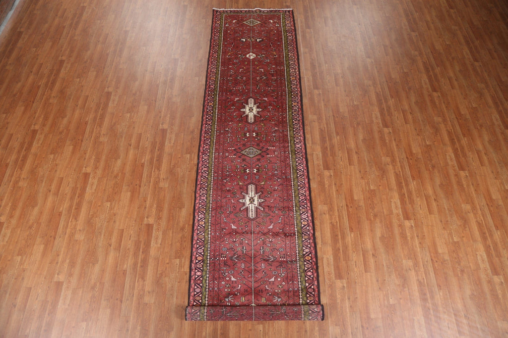 Tribal Geometric Gharajeh Persian Runner Rug 3x15