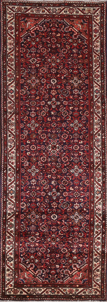 Hand-Knotted Hamedan Persian Runner Rug 4x11