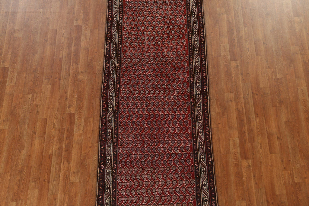 Vintage Geometric Hamedan Persian Runner Rug 3x10