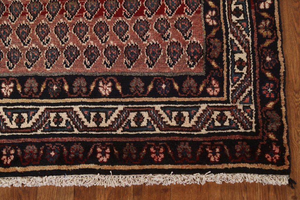 Vintage Geometric Hamedan Persian Runner Rug 3x10