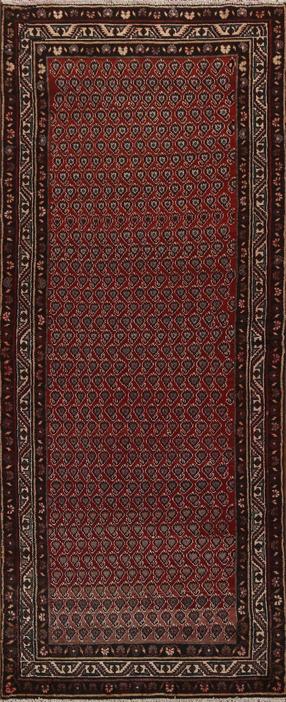 Vintage Geometric Hamedan Persian Runner Rug 3x10