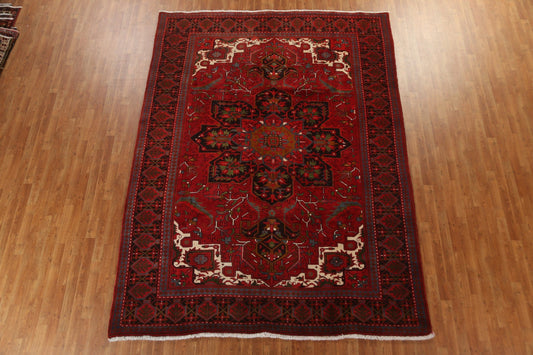 Vintage Red Wool Heriz Persian Area Rug 8x11