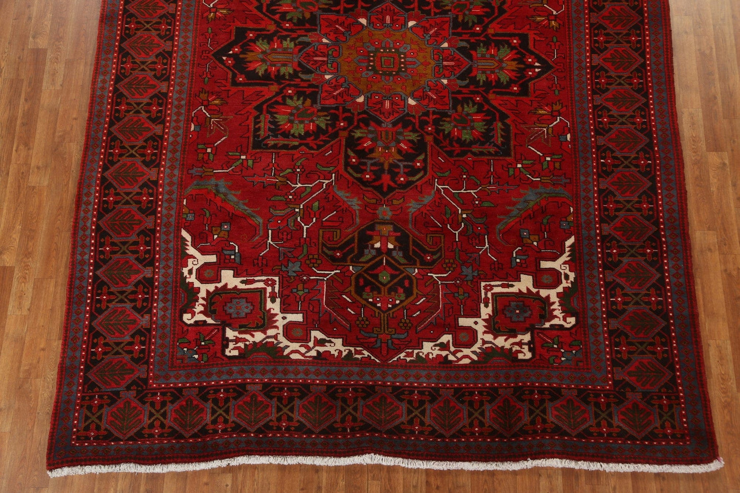 Vintage Red Wool Heriz Persian Area Rug 8x11