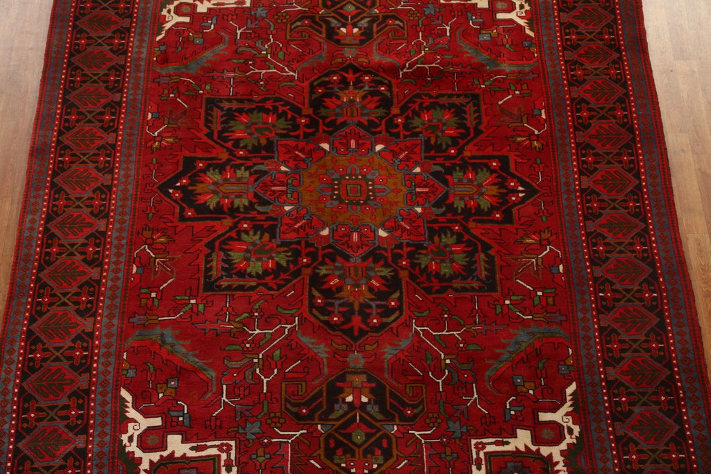 Vintage Red Wool Heriz Persian Area Rug 8x11