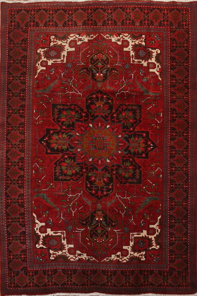 Vintage Red Wool Heriz Persian Area Rug 8x11