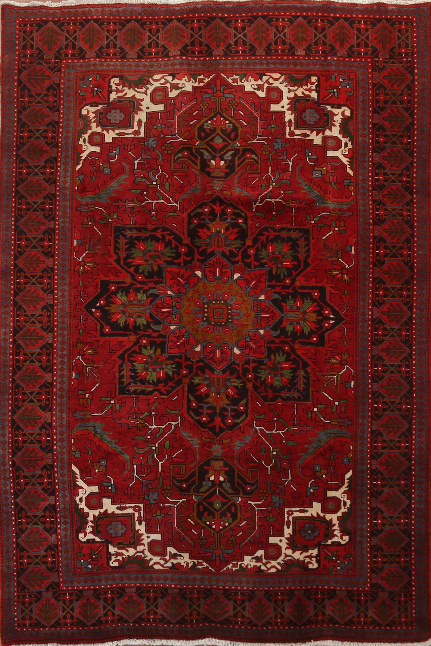 Vintage Red Wool Heriz Persian Area Rug 8x11