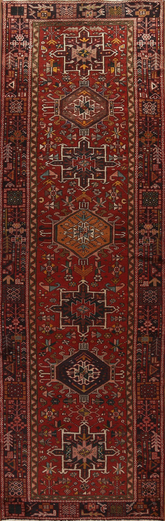 Tribal Geometric Heriz Persian Runner Rug 4x12