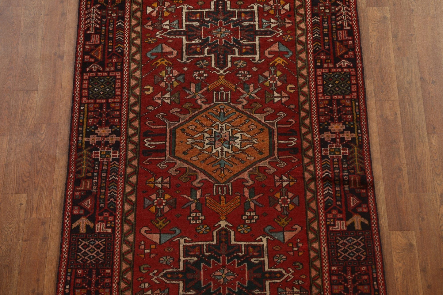 Tribal Geometric Heriz Persian Runner Rug 4x12