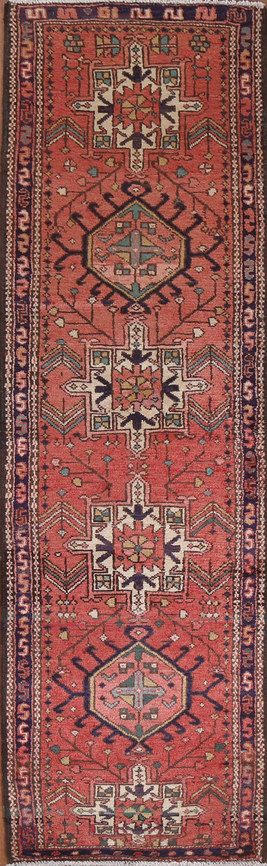 Vintage Tribal Gharajeh Persian Runner Rug 2x8