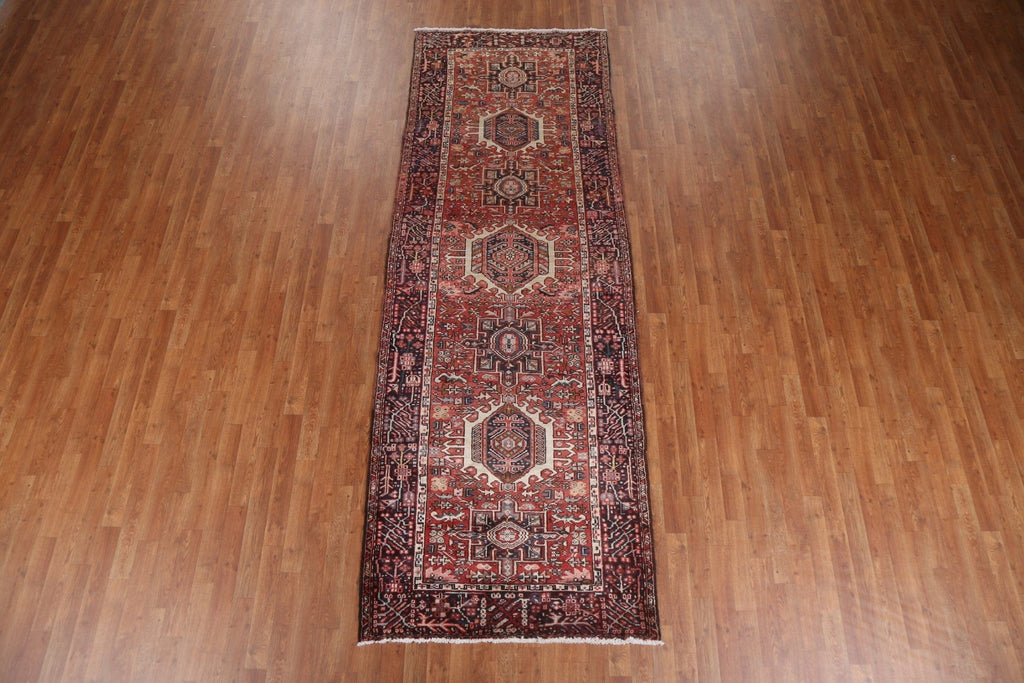 Tribal Geometric Gharajeh Persian Runner Rug 4x11