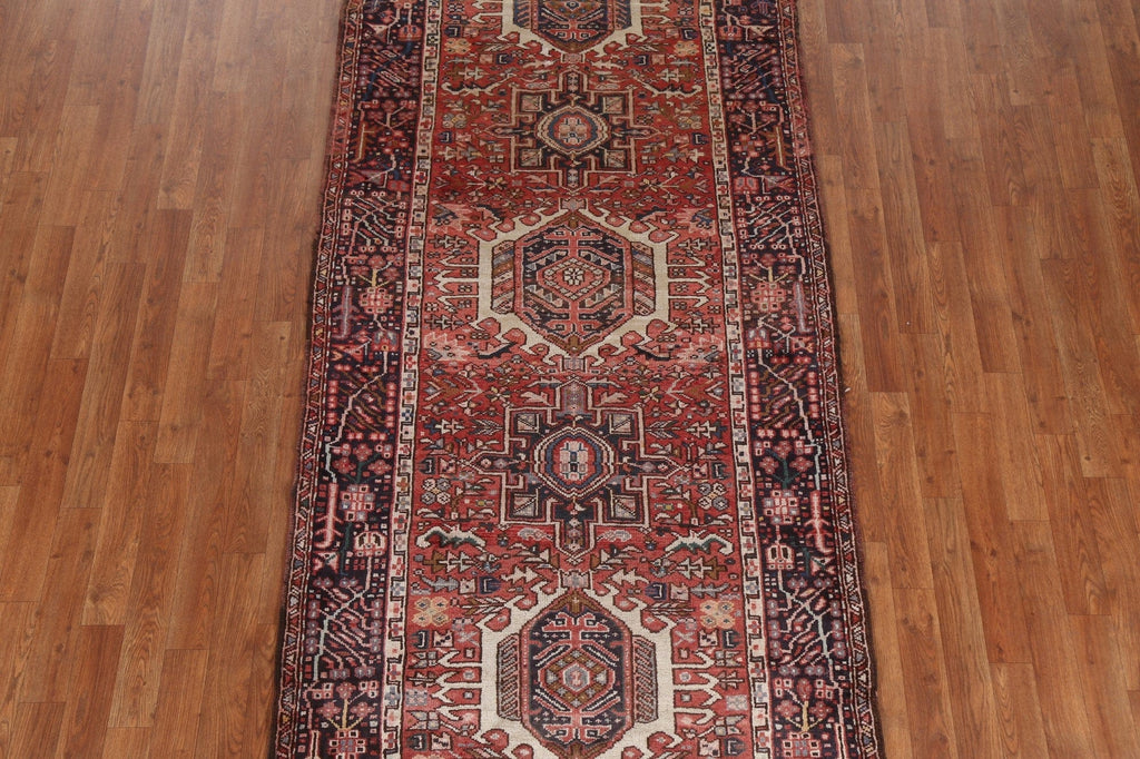 Tribal Geometric Gharajeh Persian Runner Rug 4x11