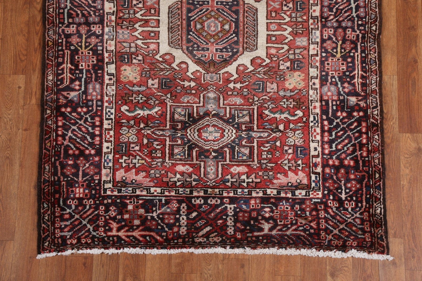 Tribal Geometric Gharajeh Persian Runner Rug 4x11