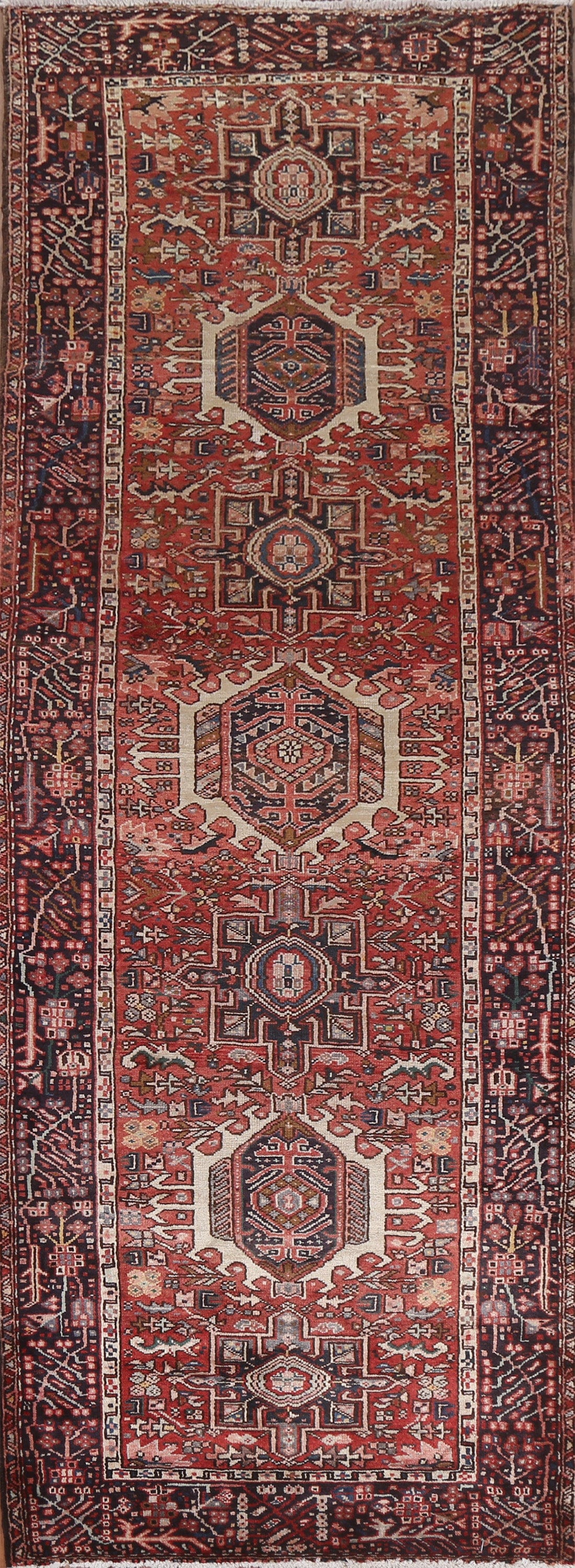 Tribal Geometric Gharajeh Persian Runner Rug 4x11