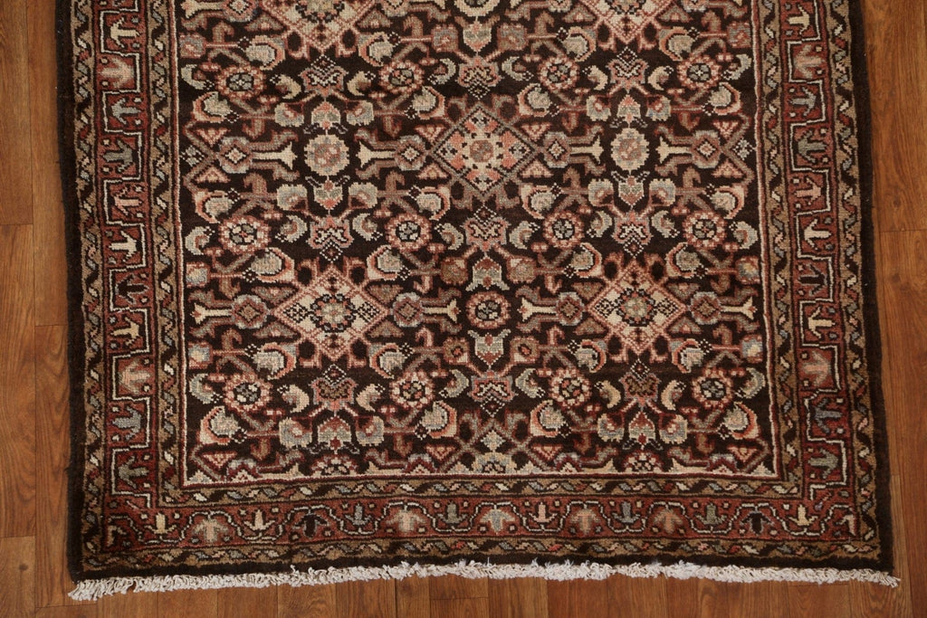 Geometric Wool Hamedan Persian Runner Rug 4x10