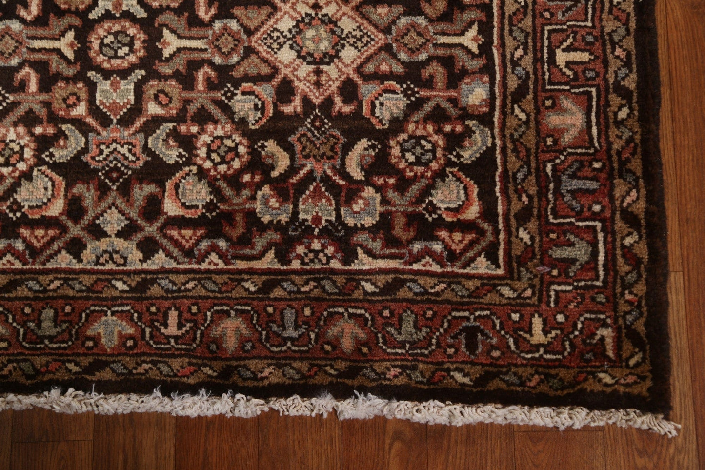 Geometric Wool Hamedan Persian Runner Rug 4x10