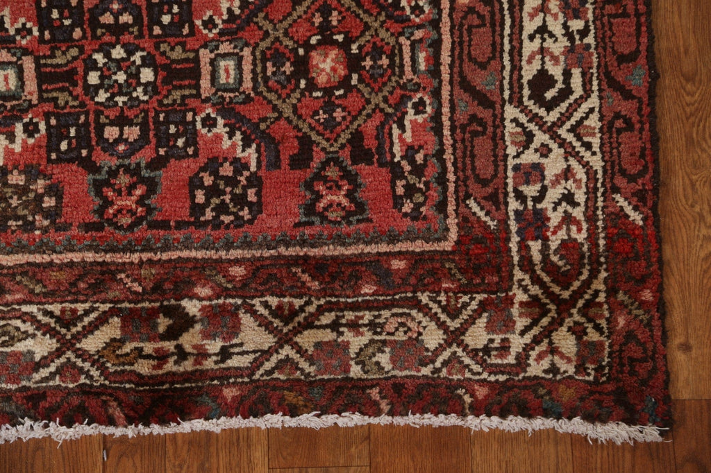 Vintage Geometric Hamedan Persian Runner Rug 3x9