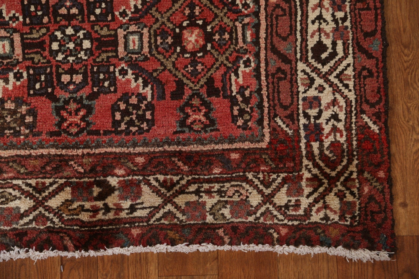 Vintage Geometric Hamedan Persian Runner Rug 3x9