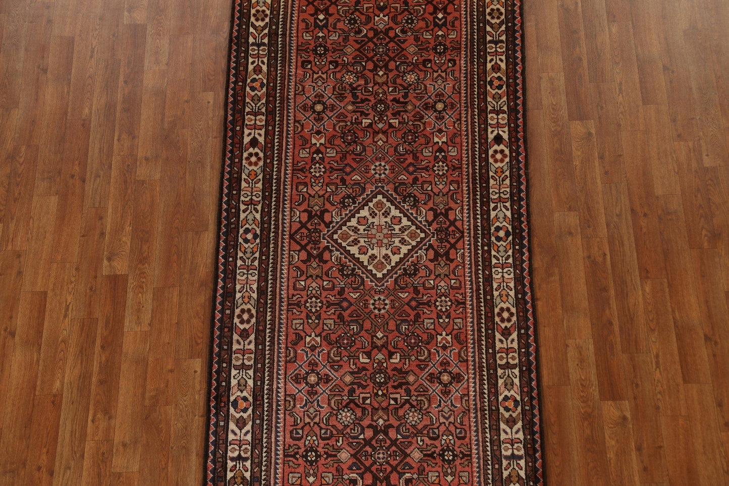 Vintage Wool Hamedan Persian Runner Rug 3x9