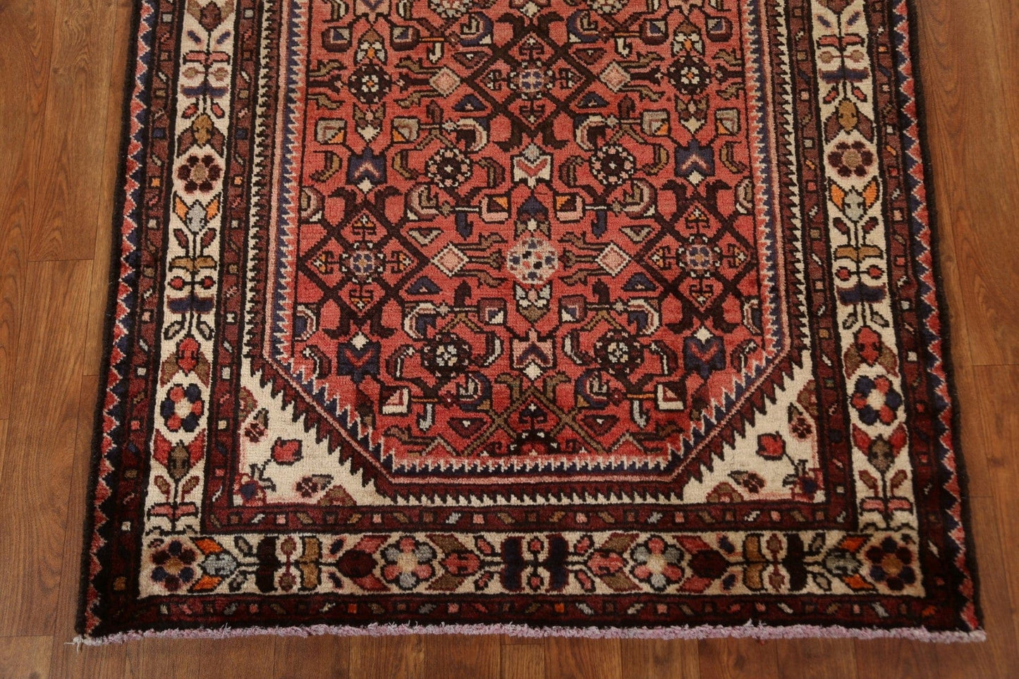 Vintage Wool Hamedan Persian Runner Rug 3x9