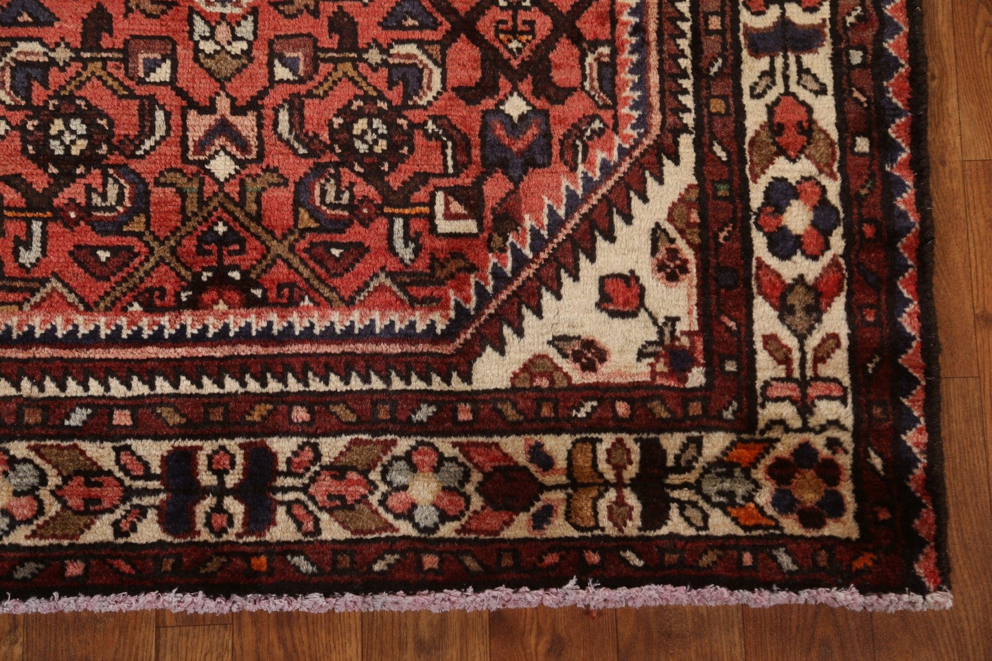 Vintage Wool Hamedan Persian Runner Rug 3x9