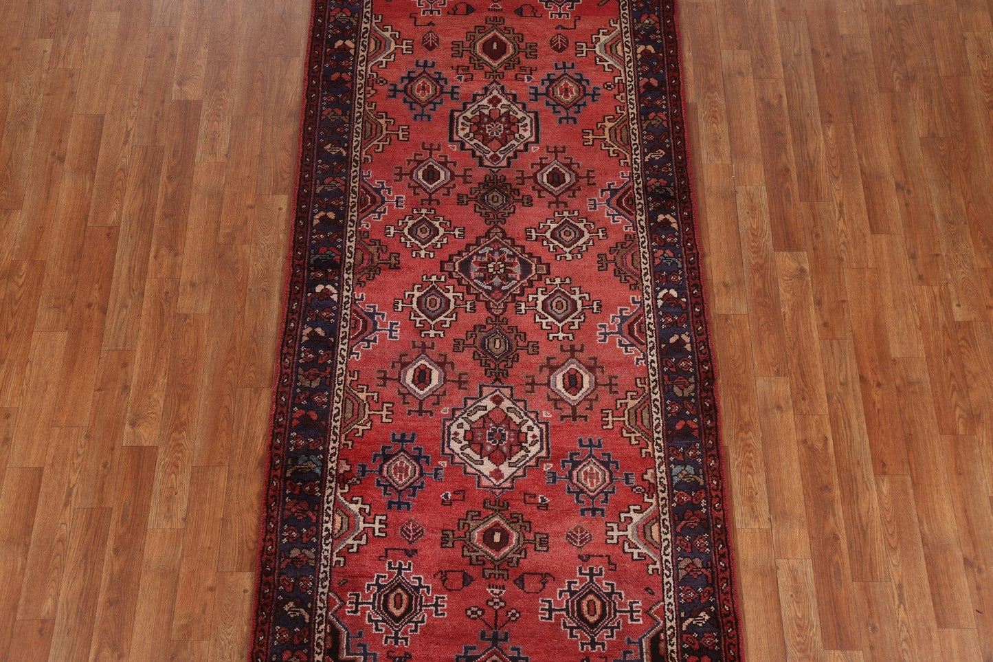 Vintage Wool Hamedan Persian Runner Rug 3x9