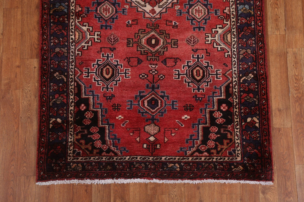 Vintage Wool Hamedan Persian Runner Rug 3x9