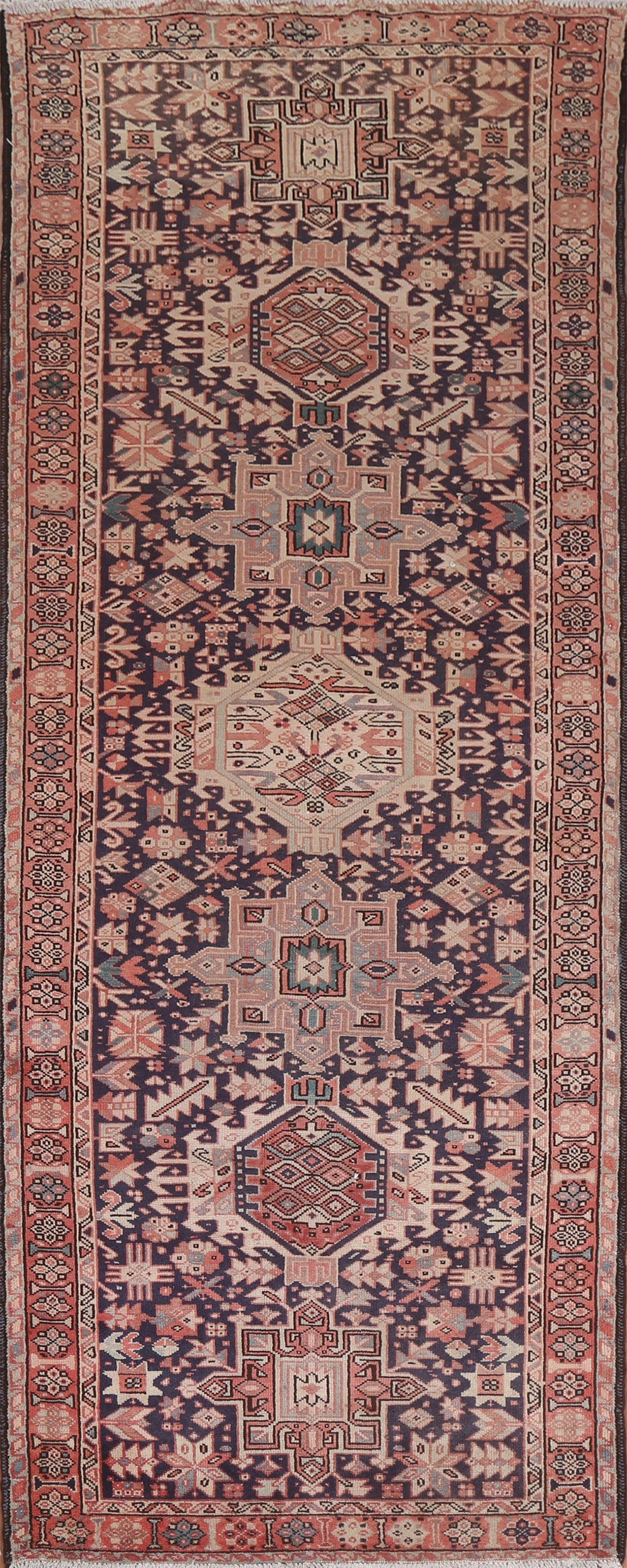 Geometric Gharajeh Persian Runner Rug 4x10