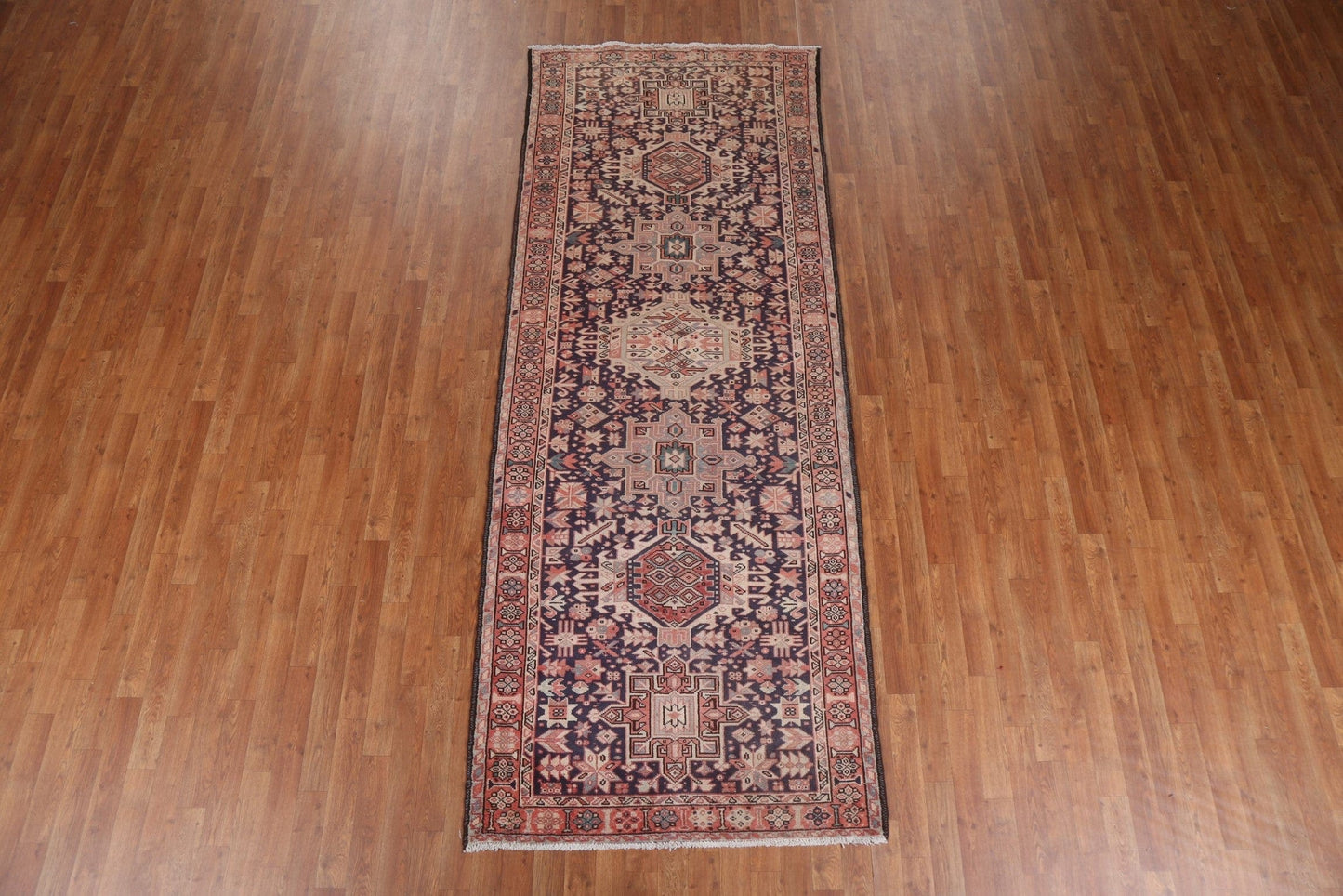 Geometric Gharajeh Persian Runner Rug 4x10