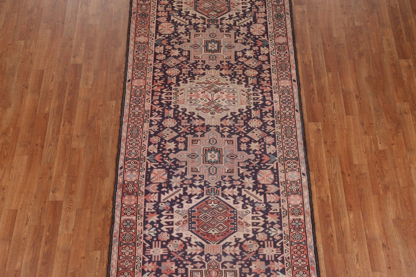 Geometric Gharajeh Persian Runner Rug 4x10