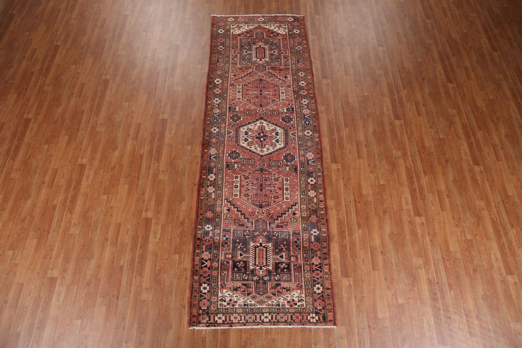 Geometric Heriz Persian Runner Rug 4x11