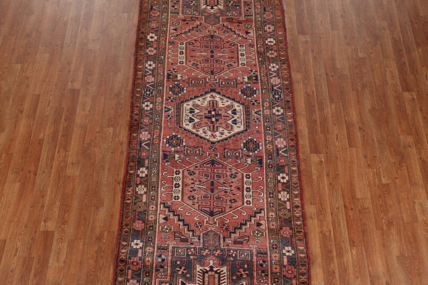 Geometric Heriz Persian Runner Rug 4x11