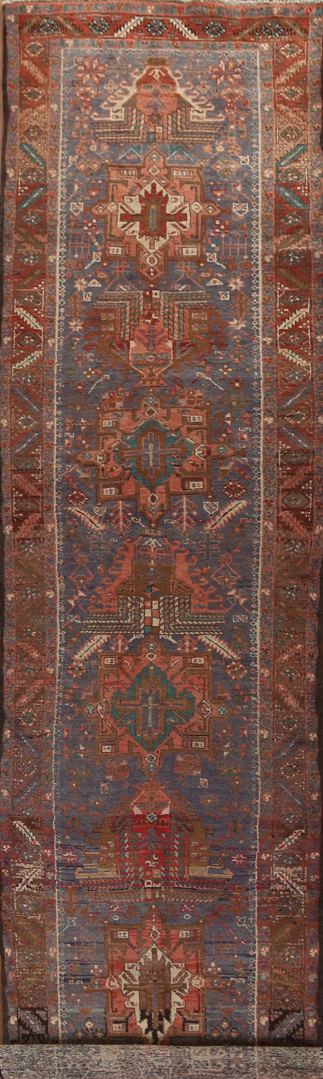 Vegetable Dye Heriz Serapi Persian Runner Rug 3x14