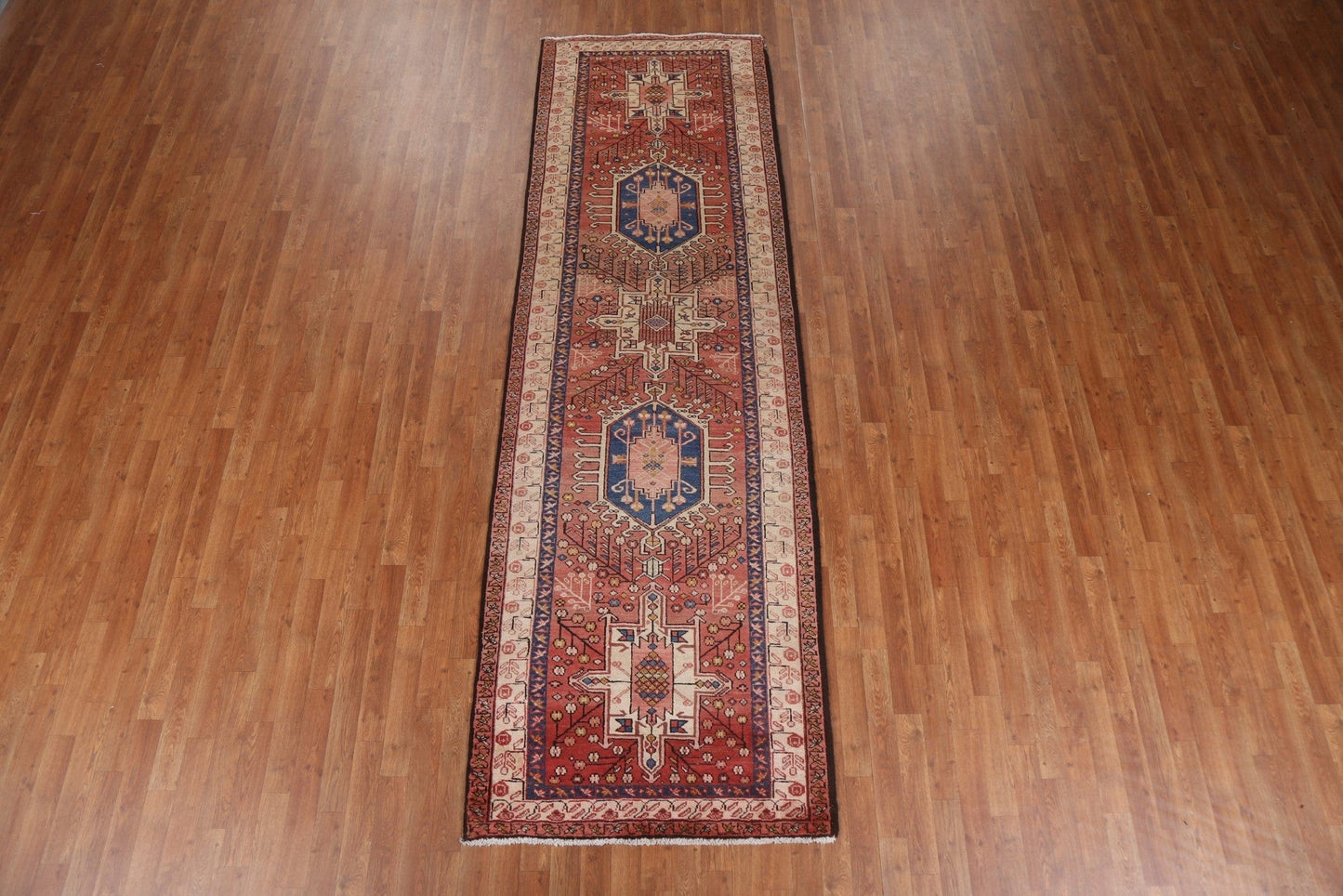 Geometric Heriz Persian Runner Rug 3x11